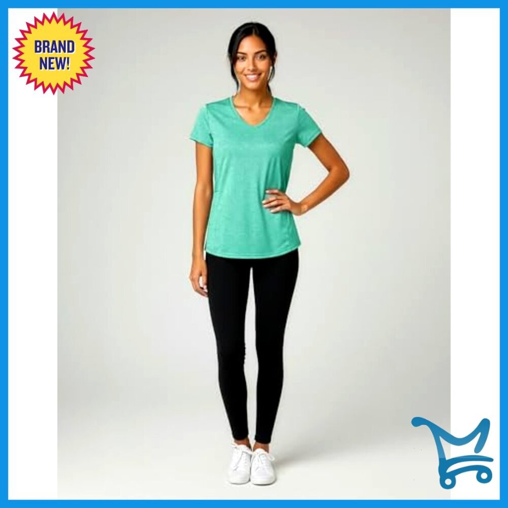 Women's Dry-Fit V-Neck Workout T-Shirts 5-Pack, Moisture-Wicking Activewear - Picture 3 of 7